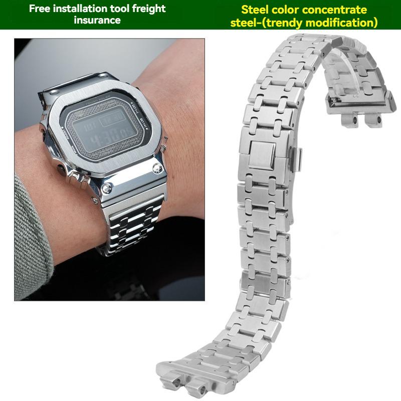 Для G-SHOCK Casio Маленький Серебристый Блок 3459 Серии GMW-B5000 GM-B2100 Модифицированный Мужской Высококачественный Ремешок для Часов из Нержавеющей Стали