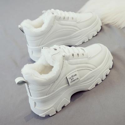 Осень и зима новые универсальные туфли для папы женские туфли на платформе спортивные маленькие белые туфли ins tide бархатные хлопковые туфли