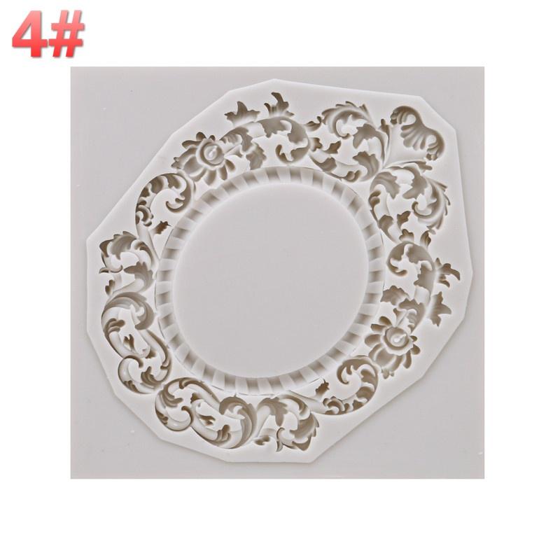 European Pastry Antique Mirror Frame Fondant Cake Mold Silicone Mould Border Embossing Pastry Tool