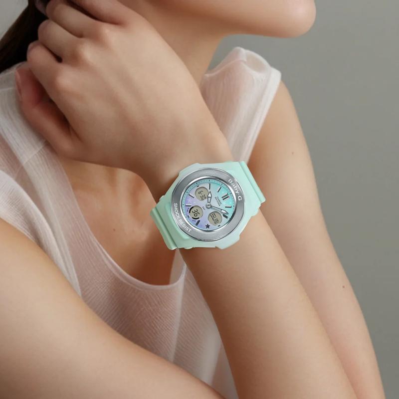 Casio BABY-G Водонепроницаемые 100 метров Кварцевый механизм Ремешок из смолы Японские и корейские часы Женские часы Белый циферблат BGA-100ST-3A2021