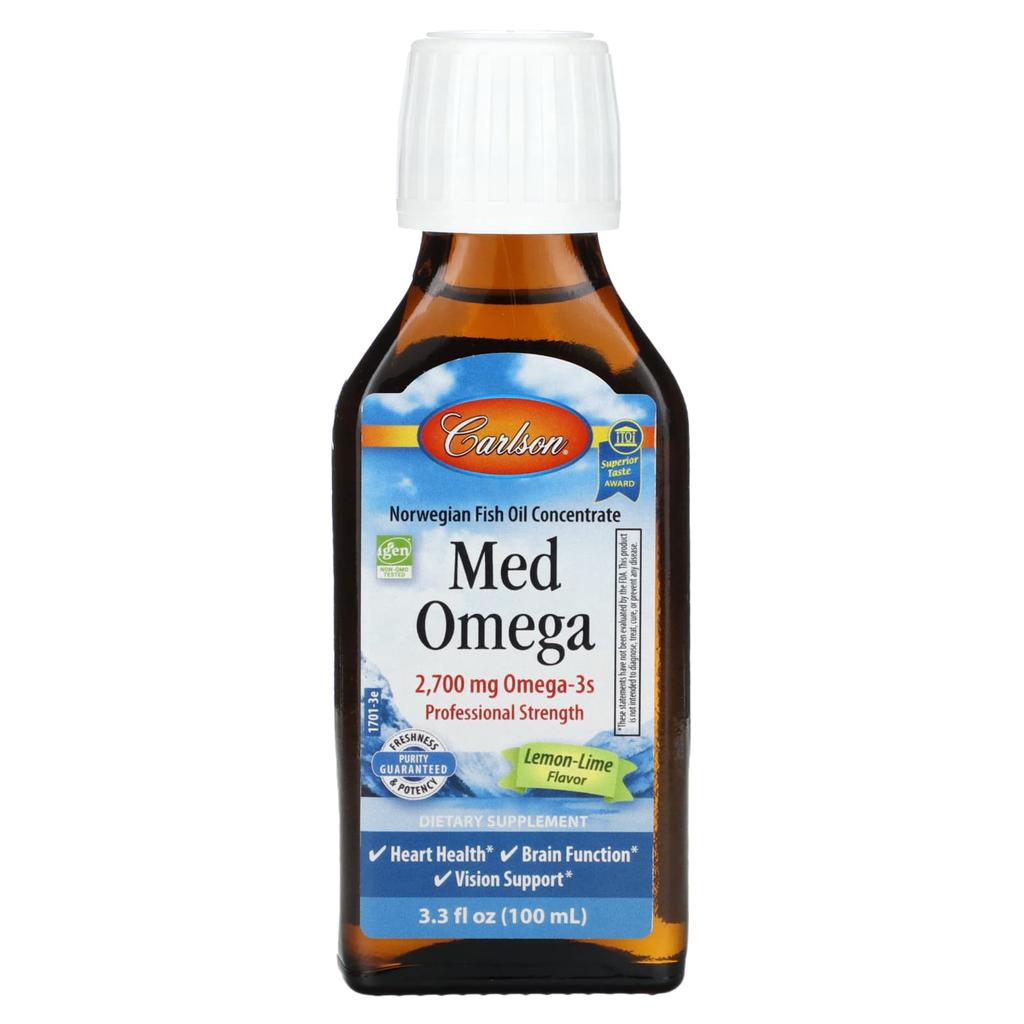 Carlson, MedOmega, Lemon Lime Flavor, 2,700 mg, 3.3 fl oz (100 ml)