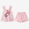 Girls Cartoon Tank Top and Short Sleeve Pajama Set Lightweight Summer Sleepwear
