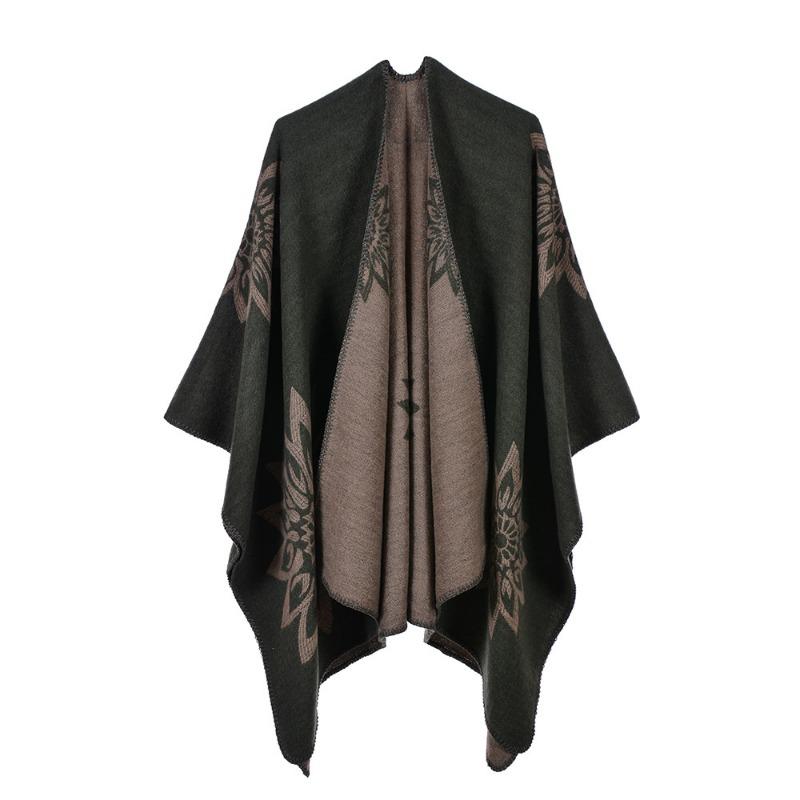 Женский осенне-зимний удлиненный модный шарф-шаль двойного назначения для путешествий, кемпинга, теплый, двусторонний, имитация кашемира, кейп