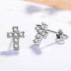 Серьги-гвоздики с маленьким крестиком из стерлингового серебра для женщин/детей, полностью прозрачные циркониевые подвески, модные ювелирные изделия в подарок