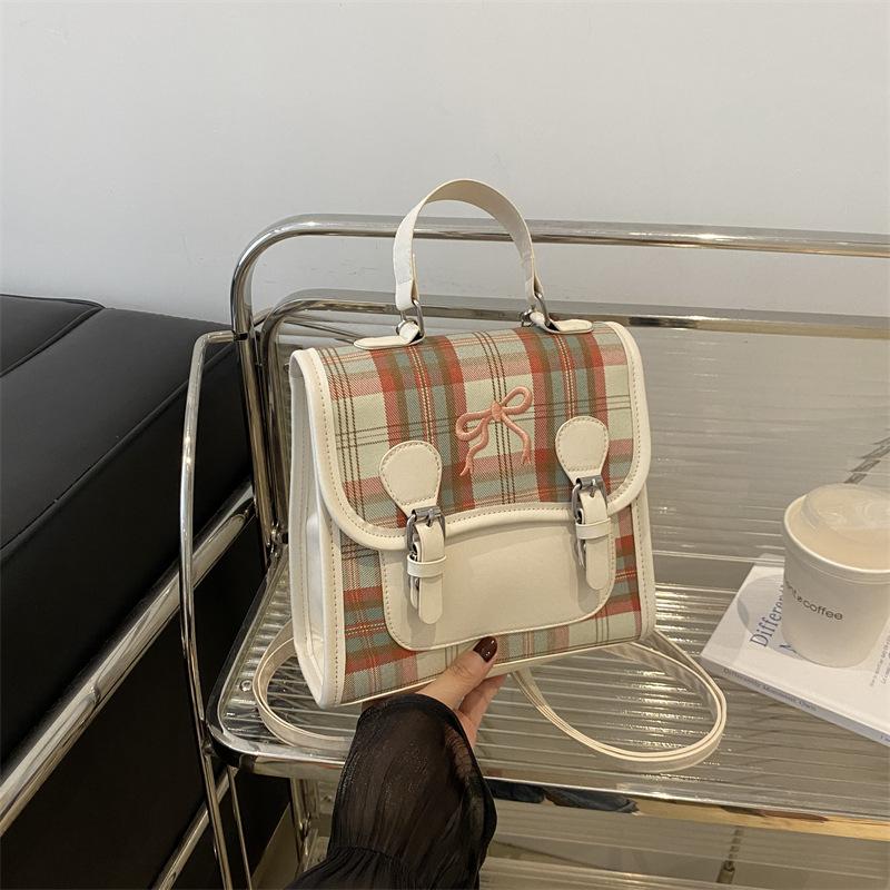 Повседневный универсальный клетчатый женский рюкзак 2025 новый рюкзак контрастного цвета мини портативный школьный рюкзак для путешествий
