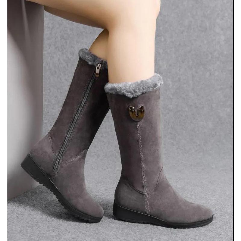 Женские зимние ботинки, короткие сапоги на низком каблуке, сохраняющие тепло, ботильоны, нескользящие женские длинные сапоги