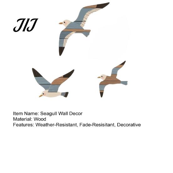 Bohemian Wood Hanging Decor 3/4Pcs Seagull Wall Decor, Nautical Coastal Theme Art, 3D Wooden Bird Adhesive Sculpture for Home Bedroom Living Room Hand