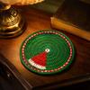 Handmade Craft Kitchen Table Mats Christmas Crochet Coaster, Woven Drink Cup Pad, Cute Santa Snowman Unique Holiday Gift for Friends Gingerbread