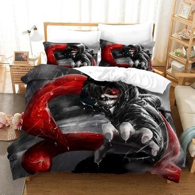 3D-печатные мультфильмы Tokyo Ghoul Kaneki Ken Комплект постельного белья Пододеяльник Двухместный Твин Полный Queen King Взрослый Дети Постельное белье Пододеяльник