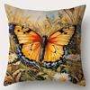 Подушка с узором «Бабочки, цветы, морской пейзаж», домашний декор, наволочка, диван для гостиной, полиэстеровая наволочка на подушку с молнией