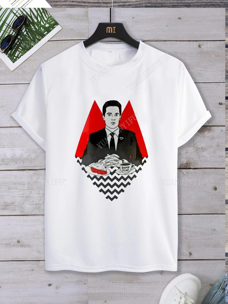 Хипстерская футболка с принтом Twin Peaks Унисекс Свободная футболка Топ Короткий рукав Круглый вырез Уличная Горячая Распродажа