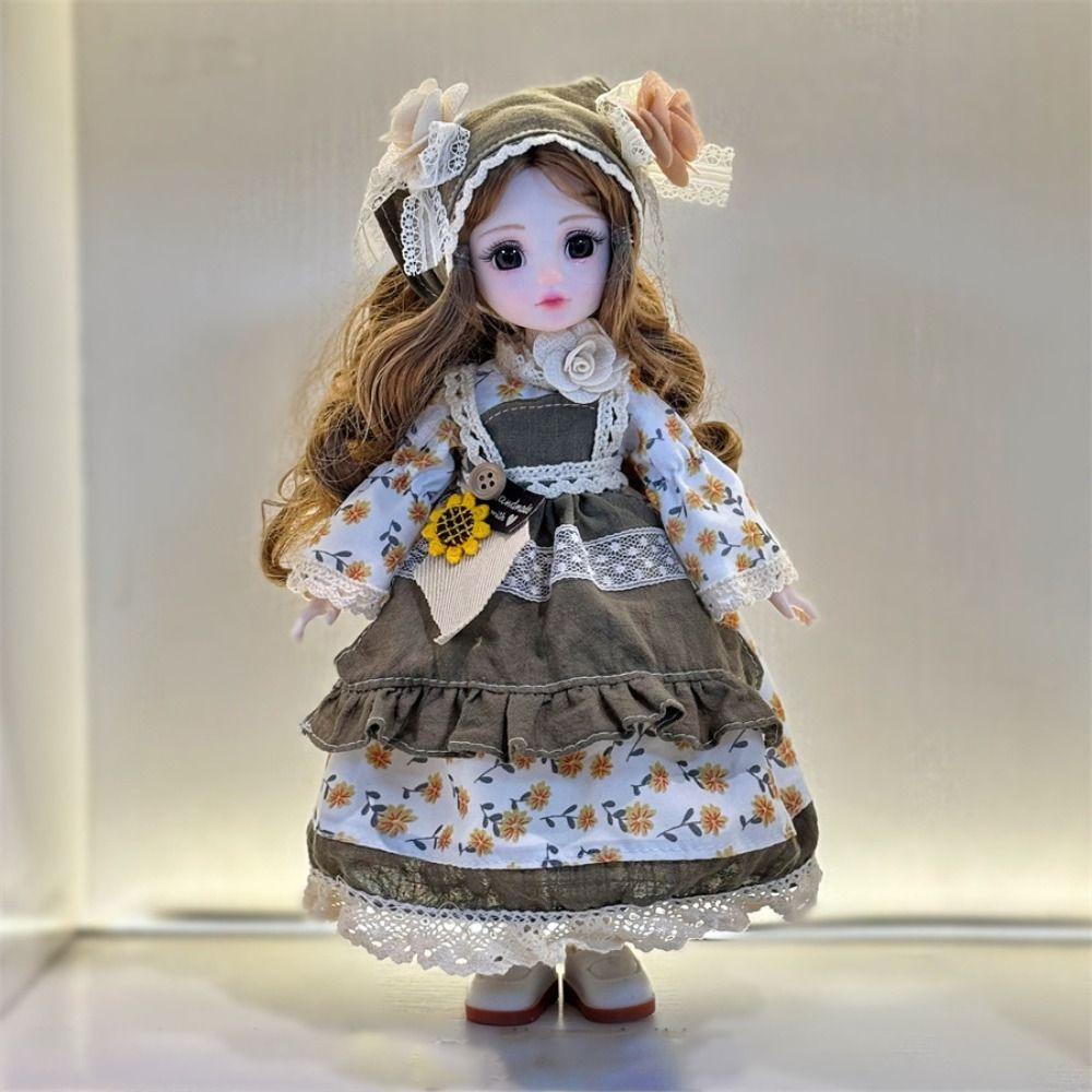 Pretty 30cm Doll Clothes Retro Style Doll Dress Trendy 1/6 BJD Doll Outfit Set (No Dolls or Shoes)