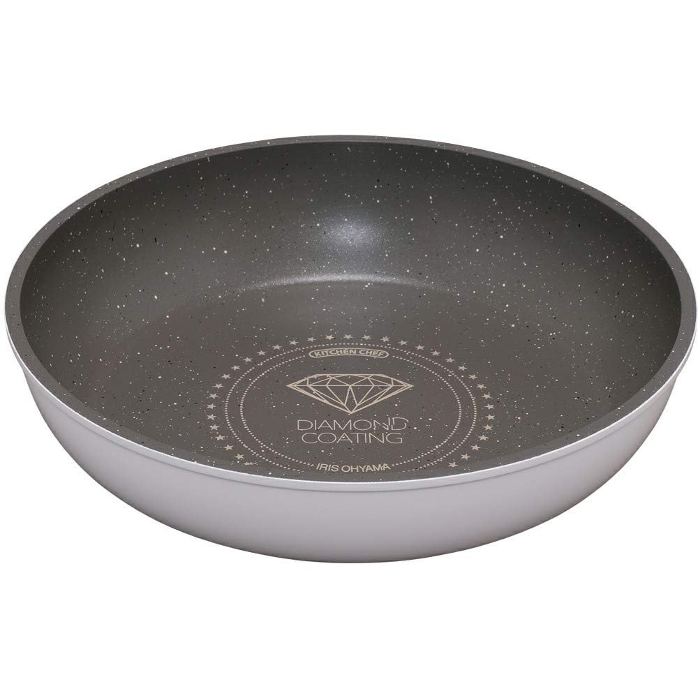 IRIS OHYAMA IH Compatible Frying Pan 28cm Diamond Coated Pan White Marble KITCHEN CHEF ISN-F28