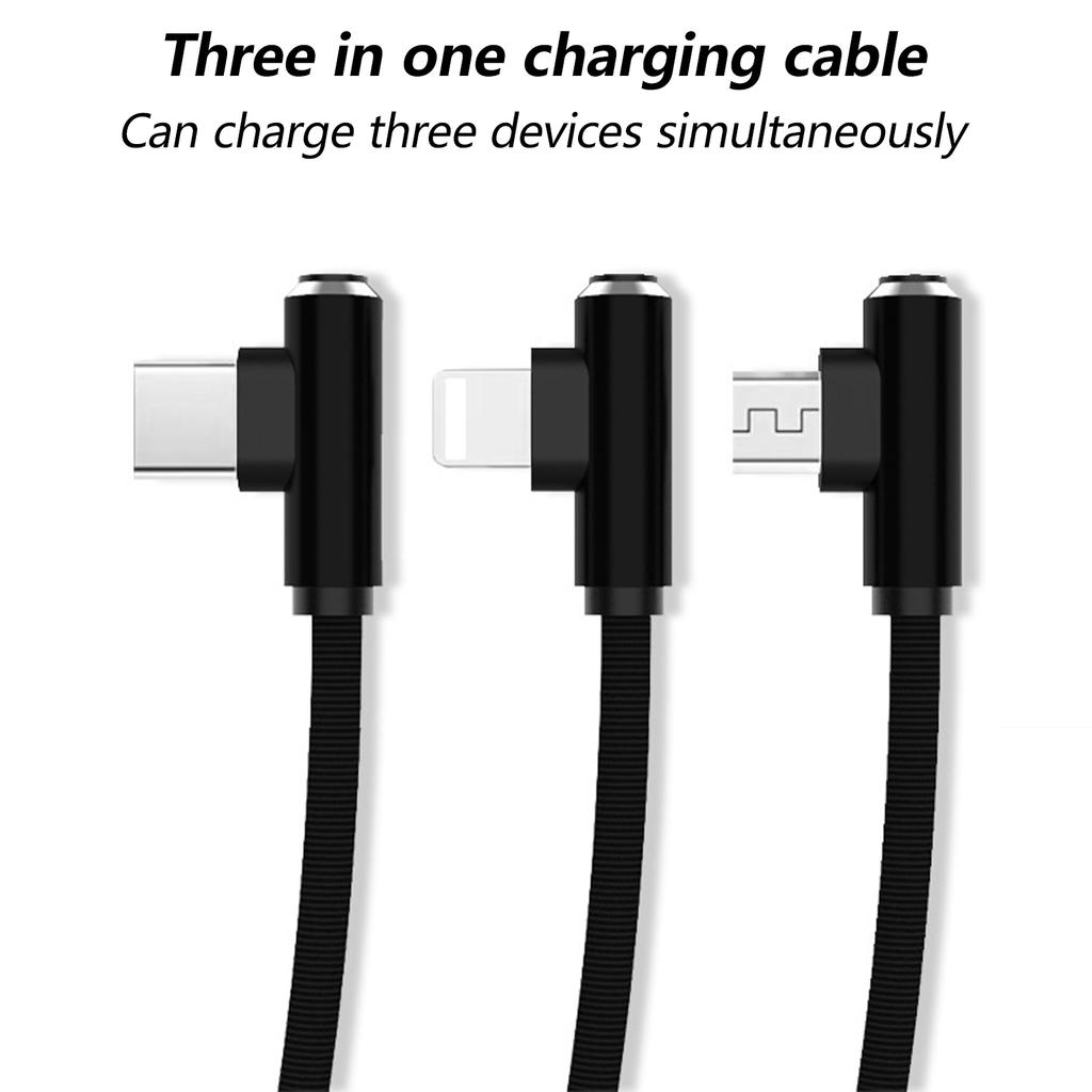 3 в 1 2.4A быстрая зарядка USB Type C на USB C / 8-контактный кабель для передачи данных нейлоновый плетеный кабель для мобильного телефона