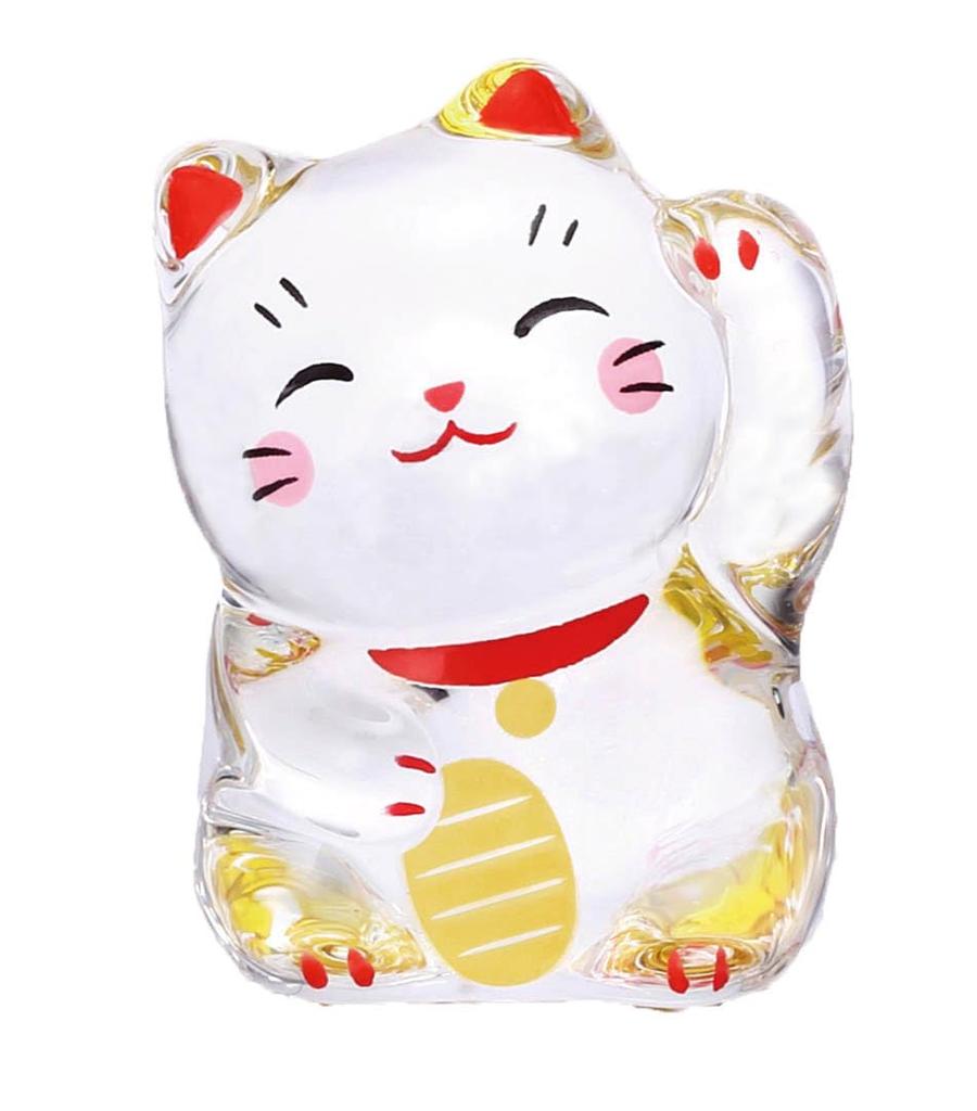 Yakushigama Crystal paw Set of 3 Maneki-neko (beckoning cat) (left raised) -