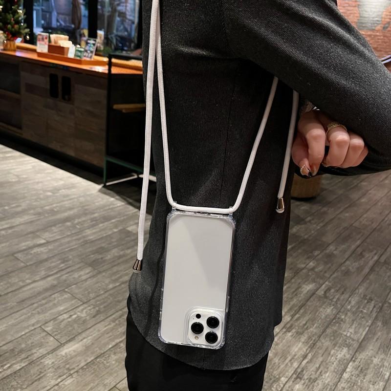 Прозрачный чехол со ремешком для 17 16 15 13 12 11 14 Pro Max Mini XR X XS Max Plus Air, шнурок-цепочка через плечо, пластиковая акриловая крышка