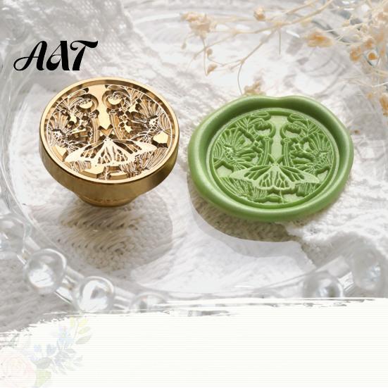 Letter Wax Seal Stamp Stamp, Vintage Plant Pattern Head, Durable Envelope Sealing Copper Head Replacement, for And Greeting Cards Journal Decoration