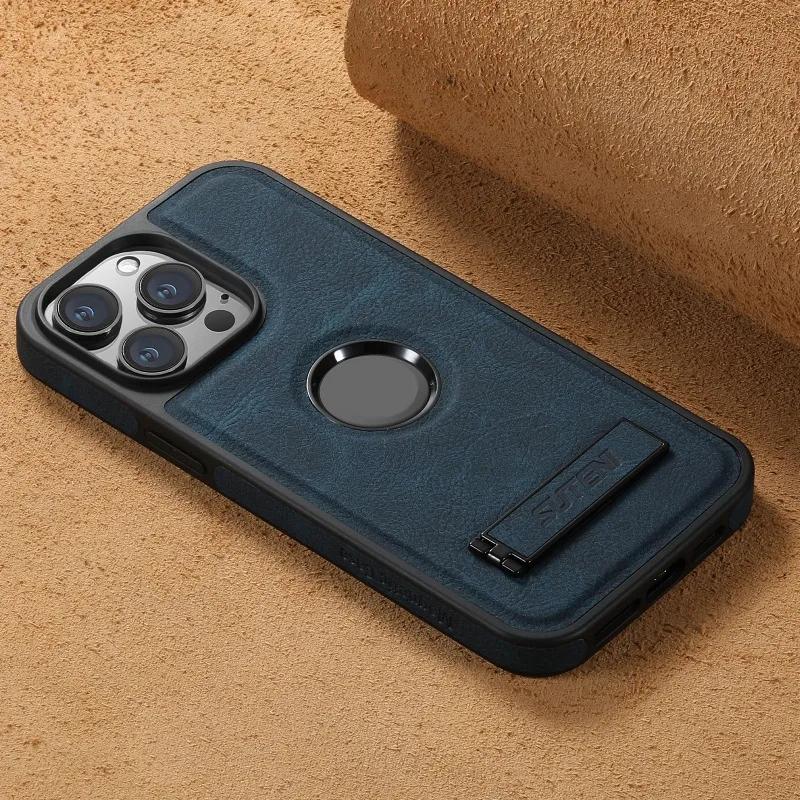 Кожаный магнитный держатель Clemence Чехол для телефона для iPhone 15 14 Plus 13 12 Pro Max С подставкой Ударопрочная защитная задняя крышка