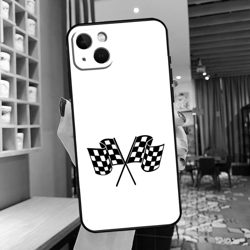 Checked Flag Racing Car Phone Case For iPhone 11 12 13 14 15 16 Pro Max mini Back Cover For iPhone XR X XS Max Plus