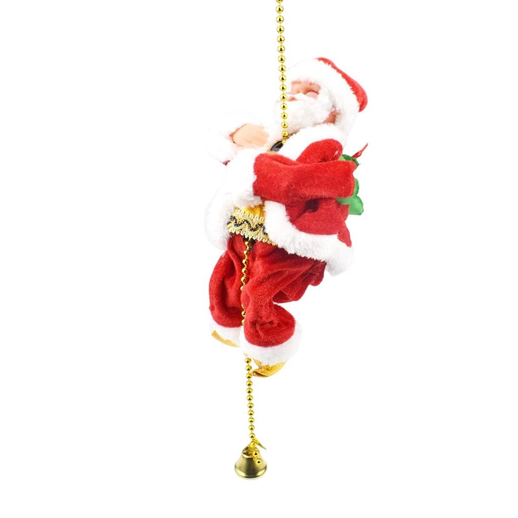 Electric Animated Santa Claus Climbing Beads Rope Christmas Tree Decoration Toy Figure for Holiday Room Display