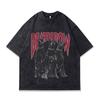 Heavy Weight Cotton Short-Sleeved T-Shirt High-Quality Digital Direct Injection Printing Half-Sleeved Washed Vintage T-Shirt