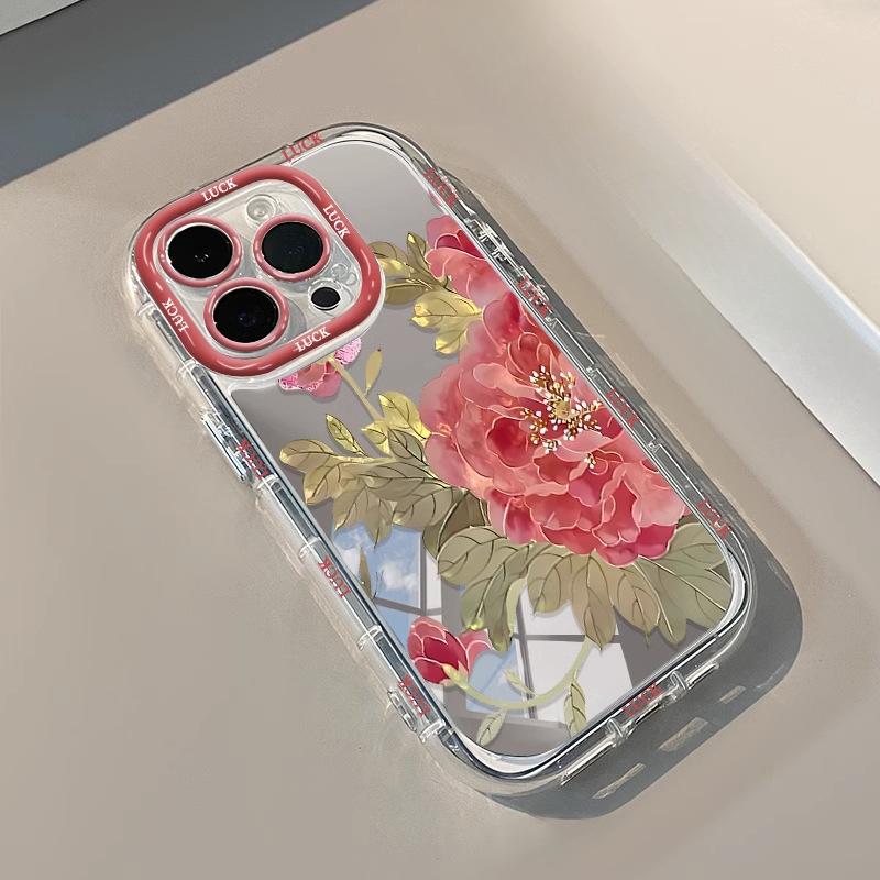Розовые розы подходят для чехлов для iPhone16 Mirror Phone, Apple 15promax, Fresh and Clean 14 Flowers, 13