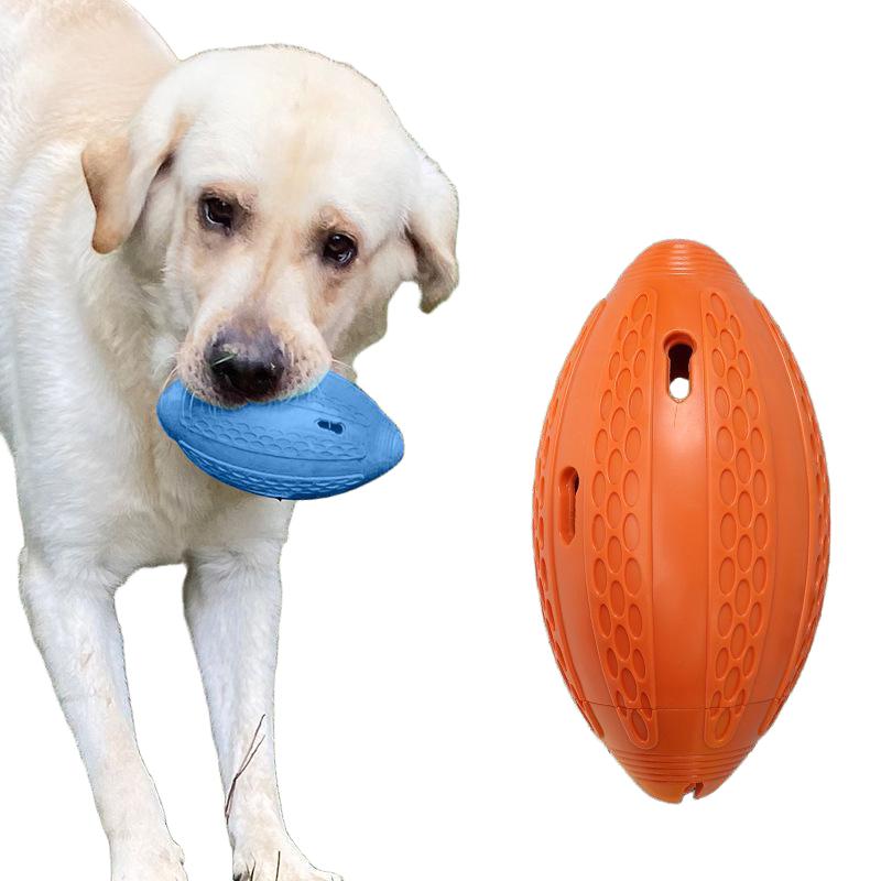 Interactive Durable Pet Toy Rugby Leak Hide Food Dispenser Dog Chewing Treat Toy Ball