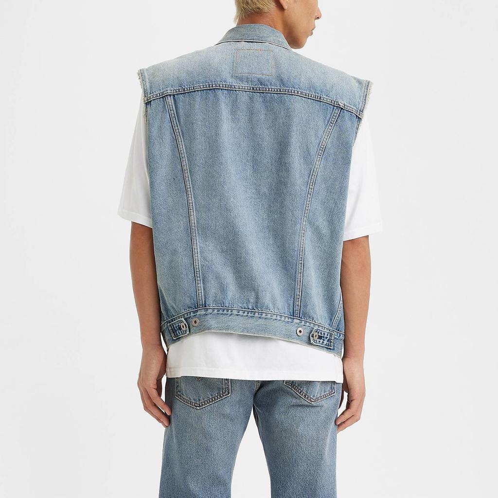 Levis SS23 Однотонный Денимовый Жилет на Пуговицах Мужские жилеты Синий A5789-0000