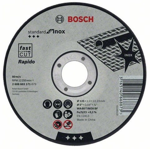 Bosch Metallic Disc 125Mm X 1.0Mm X 22Mm Standard For Inox
