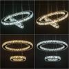 Nordic Crystal Ring LED Chandelier Luxury Stainless Steel Dimmable Pendant Lamp Kitchen Dining Room Ceiling Chandeliers Lighting