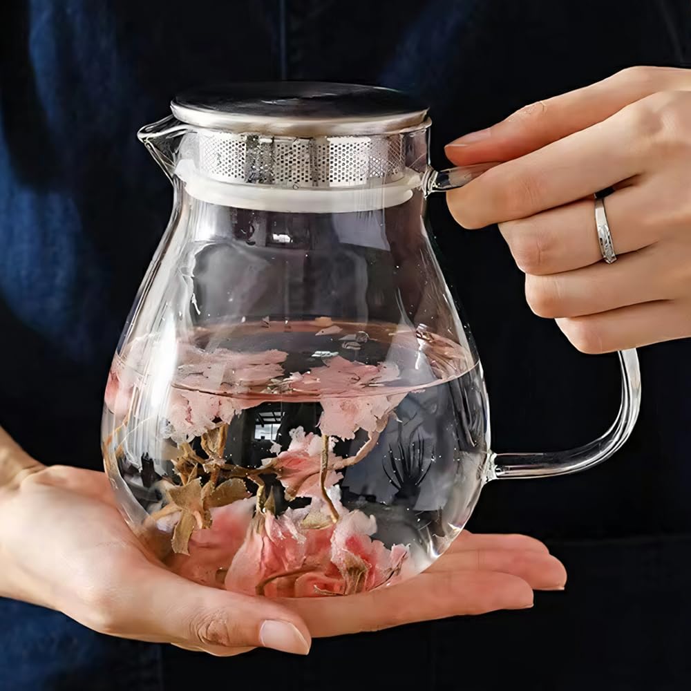 IwaiLoft Leaf Pot Pure, Термостойкий стеклянный чайник/кофейник, Безопасен для использования в микроволновой печи и посудомоечной машине (700мл)