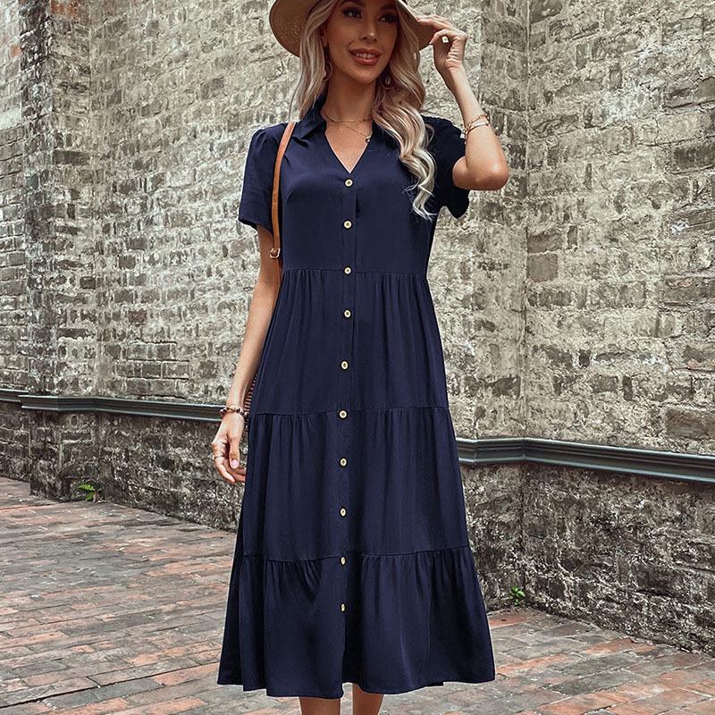 2023 Summer European & American Women's Mid-Length Hepburn Style French Dress