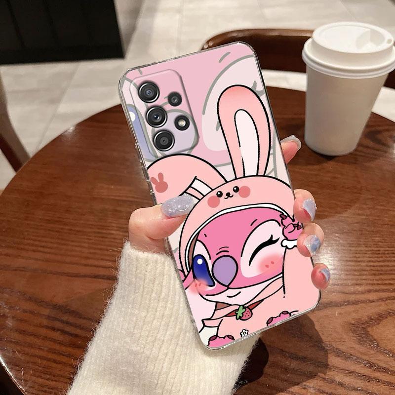 Clear Case For Samsung Galaxy A57 A37 A56 5G A36 Cases A55 A54 A35 A26 A07 A17 A16 A06 A34 A15 Soft Shockproof Cover Cute Stitch