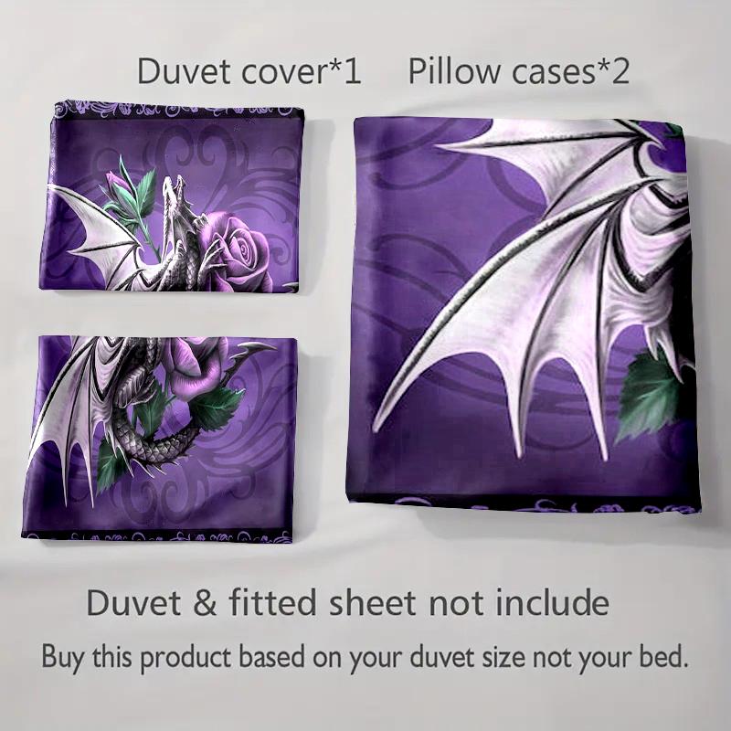 Dragon purple rose Bedding Duvet cover sets Duvet covers Pillowcases gifts (1 * Duvet Cover 2 * Pillowcases, without duvet insert)