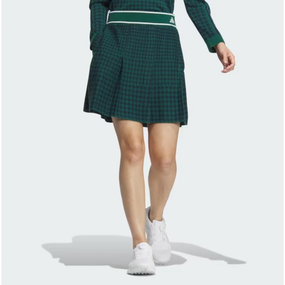 Adidas Golf 24fw Women S SeaSonal Skirt Prime Knit Pleated Skirt Im7265 Green