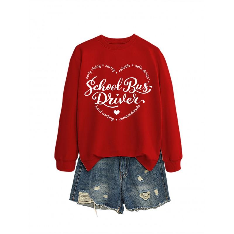 Womens Casual Oversized Crewneck Long Sleeve Cotton Sweatshirt With Graphic Print Daily Wear