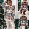 Cozy Christmas Pattern Crew Neck Sweater - Women's Casual Long Sleeve Sweater for Fall & Winter