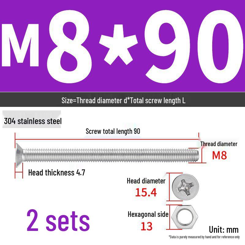 Набор Extra Long Phillips Flat Head Винтов и Гаек из Нержавеющей Стали 304 (2М, 3М, 4М)