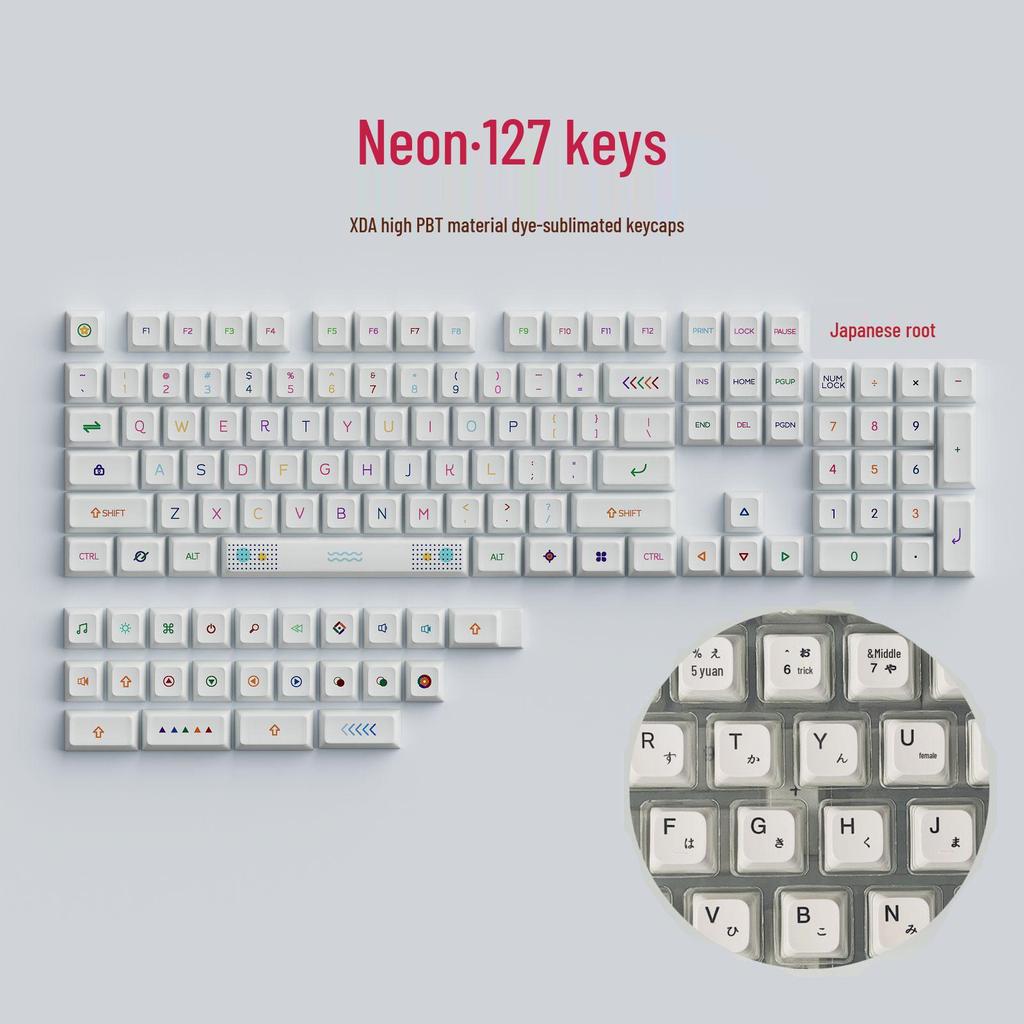 127-Key Neo XDA Height Gaming Keycaps with Russian & Korean Phonetic