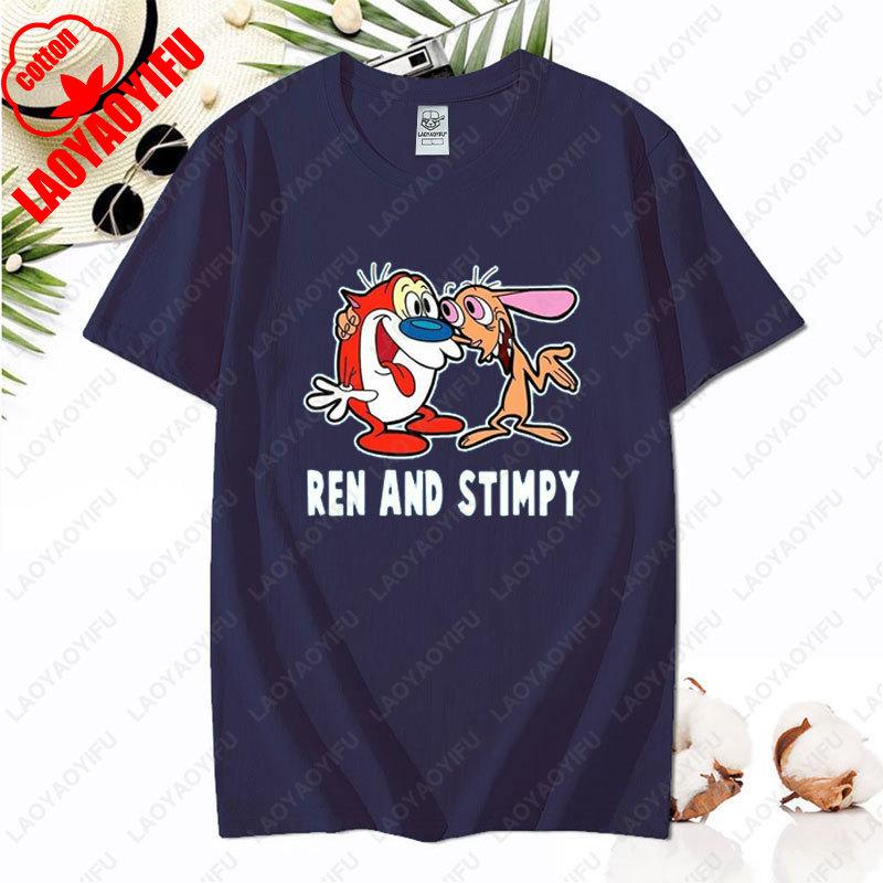 90s Ren Stimpy Show Nickelodeon Nicktoons Dial Cartoon Tshirt Vintage Classic Fashion Streetwear Cotton All Match Unisex Tees