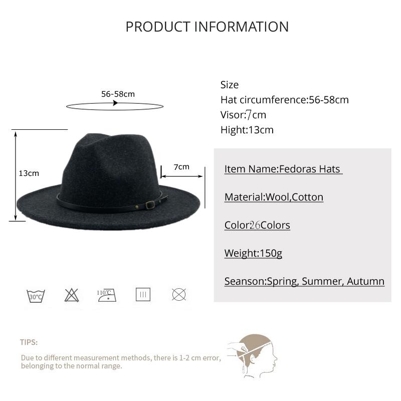 Новая женская и мужская шерстяная шляпа-федора с кожаной лентой, джентльменская элегантная женская кепка зима-осень с широкими полями, джазовая церковная панама-сомбреро