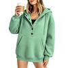 Women S Loose Fit Mid Length Long Sleeve Button Collar Sweatshirt Casual Style