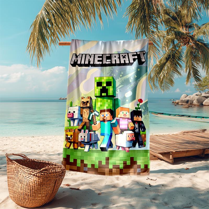 Classic Entertainment Sandbox Xbox Games Minecraft soft beach towel outdoor camping vacation swinging beach scarf decorative blanket B7