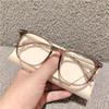 New TR Anti-blue Flat Mirror Wears Decorative Glasses Frame Ins Brown Female Fashion Hipster Big Frame Glasses Frame.
