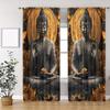 2pcs Shakyamuni Buddha Printed Curtain for Home Decor - Rod Pocket Window Treatment for Bedroom, Office, Kitchen, Living Room