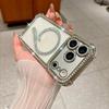 Квадратный Airbag Чехол для iPhone 17 Pro Max со Стразами, Хвостом Кошки, Магнитный, Прозрачный, Защита от Падения