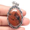 Подвеска из красного дерева, обсидиана, драгоценного камня, ручная работа, старинное серебряное украшение 2,25 дюйма