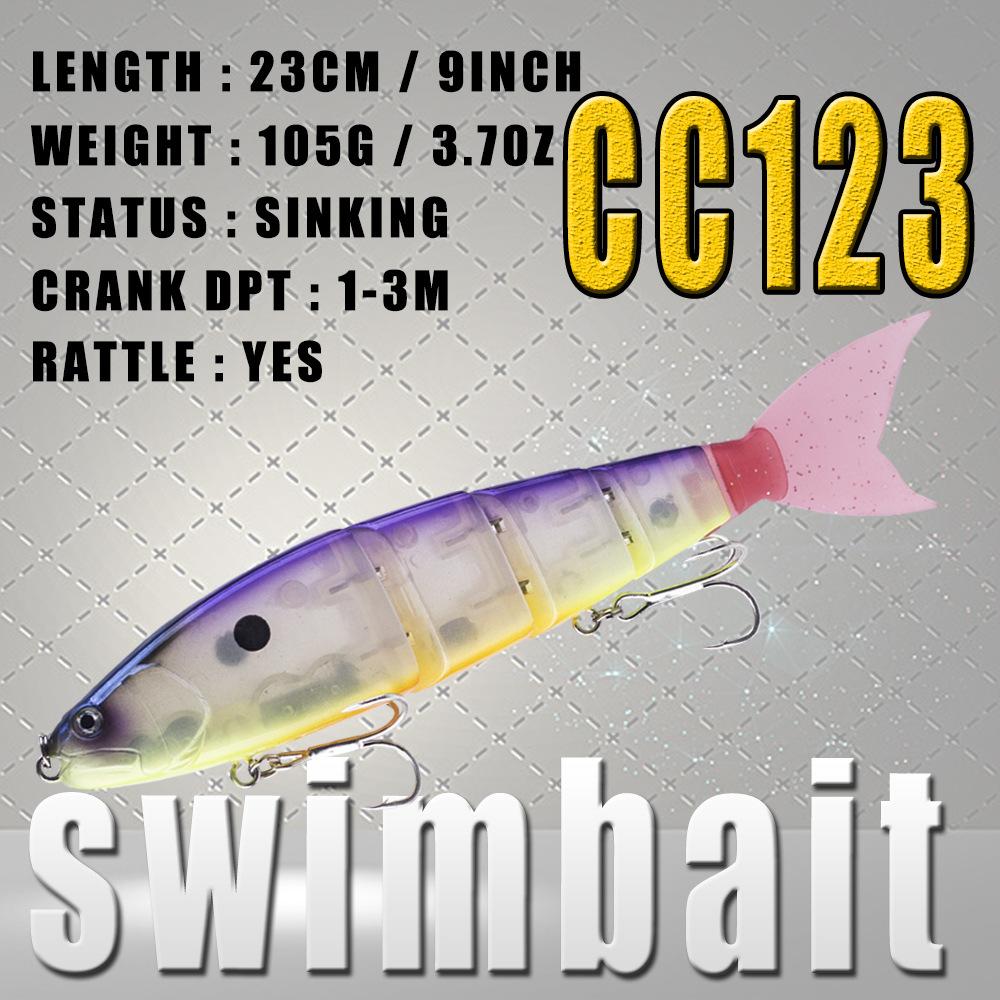 Cross-border Stainless Steel 23cm 105g Multi-Section Simulation Soft Tail Lure Faked Bait SwimBait Crank Lure Hooks Trout Bass