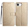 For iPhone 16e Wallet Phone Case Butterfly Floral Imprint Leather Flip Cover with Strap