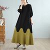 Women 2025 Spring Plus Size Casual Dress Basic Loose Vintage Long Dress Maxi Long Sleeve New
